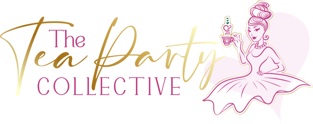 Elegant logo with "Party Collective" text in gold and purple.