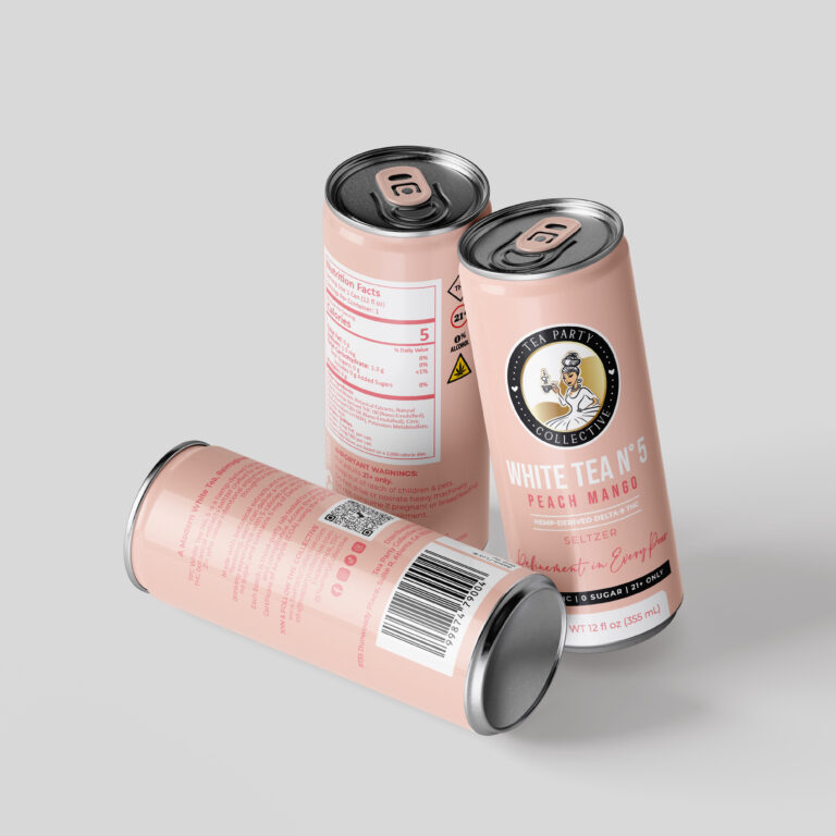 Three pink peach mango seltzer cans